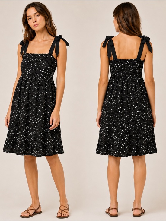 THML Dresses & Skirts - NWT THML Black Gold Metallic Embroidered Tie Strap Midi Dress Feminine Coquette